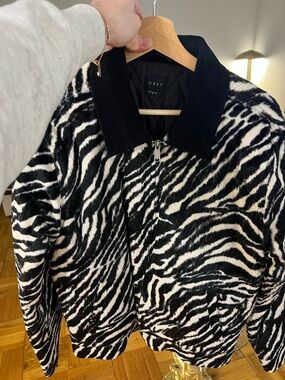 Obey Black & White Zebra faux fur Jacket